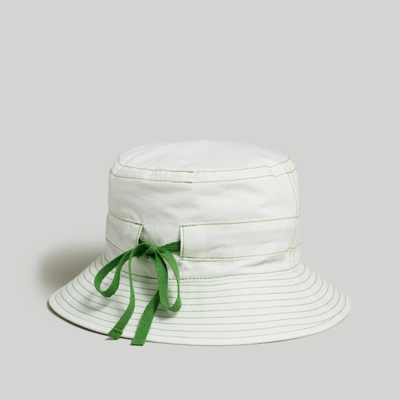 Madewell Accessories - Madewell Contrast-Stitch Bucket Hat Soft White Green